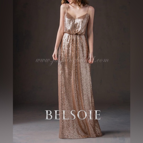BELSOIE BRIDESMAIDS BY JASMINE Sequin bridesmaid dress with spaghetti straps - Picture 12 of 13